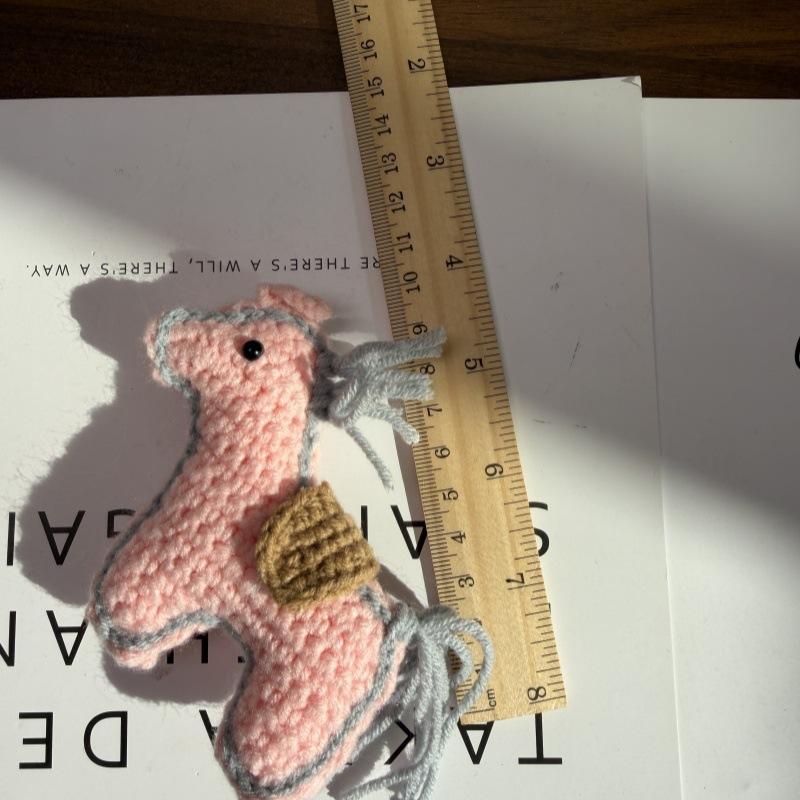 Cute Cartoon Yarn Crochet Pony Bag Pendant Car Hanging Decoration Retro Artistic Creativity Gift Year Of The Horse Keychain