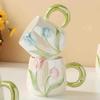 Creative Hand-painted Tulip Mugs High Appearance Level Ins Style Ceramic Cups  Niche Design Sense  Drinking Cups and Coffee Cups