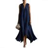 Sleeveless V Neck High Low Hem Maxi Dress for Women Loose Fit Flowy Lightweight Fabric Elegant Style