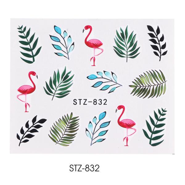 Water Nail Decal and Sticker Flower Leaf Tree Green Simple Summer Slider for Manicure Nail Art Watermark Tips