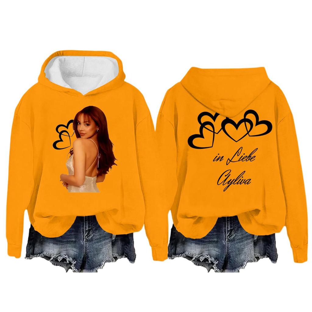 Women's Fashion Casual Long Sleeve Loose Printed Pullover Sports Long Sleeve Hooded Sweatshirt