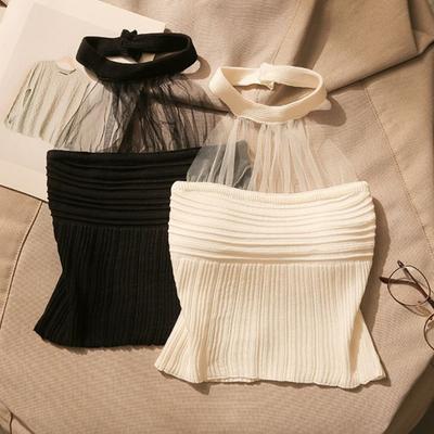 Sieťovaný panelový halterový tielkový top dámsky letný sexi sieťovaný hot girl top bez chrbta dizajnový niche hot girl top