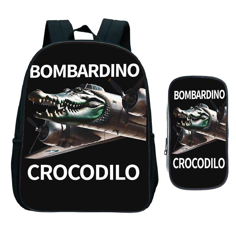 

Tung Tung Tung Sahur Kindergarten Backpack 2pcs Italian Brainrot Bombardiro Crocodilo Boys Girls Children Toddler Kids School Bookbag 20