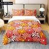 Vintage Floral Pure Cotton Duvet CoverRetro Comforter CoverColorful Daisy Bedding Set with 2 Pillow Sham Full Size 3 Pieces