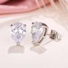Pear Crystal Cubic Zirconia Stud Earrings Simple Versatile Ear Accessories for Women High Quality Silver Color Jewelry