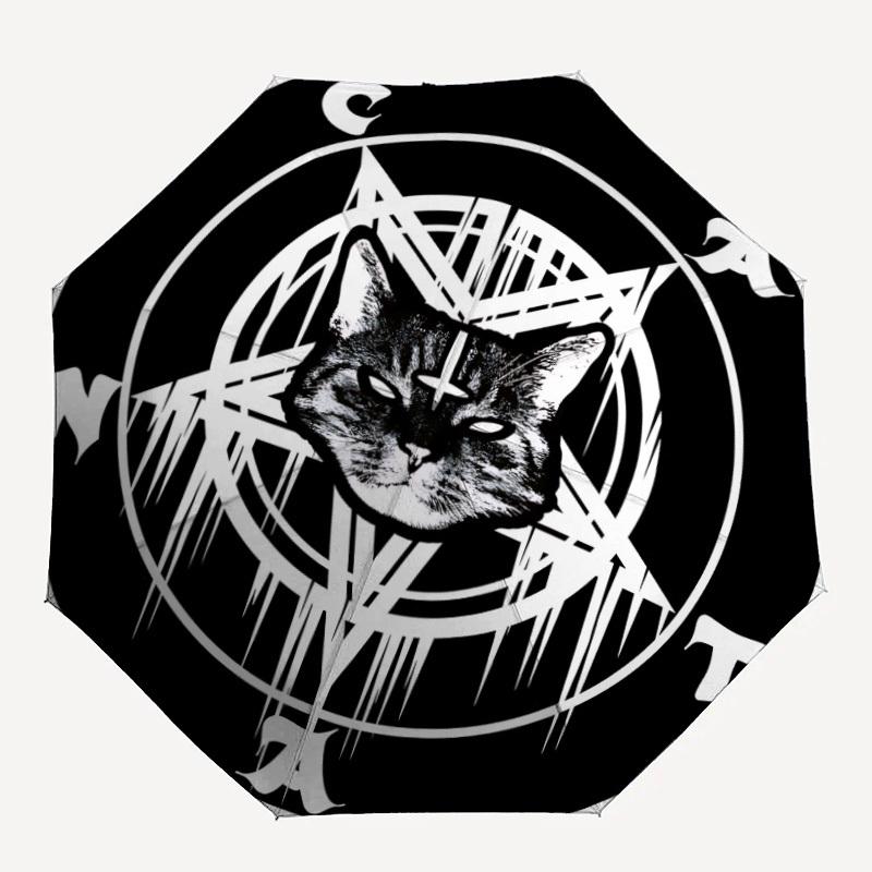 

1pc Cat ArtAutomatic Folding Umbrella, Portable Collapsible Design, Casual Outdoor Accessory, for All Seasons 070
