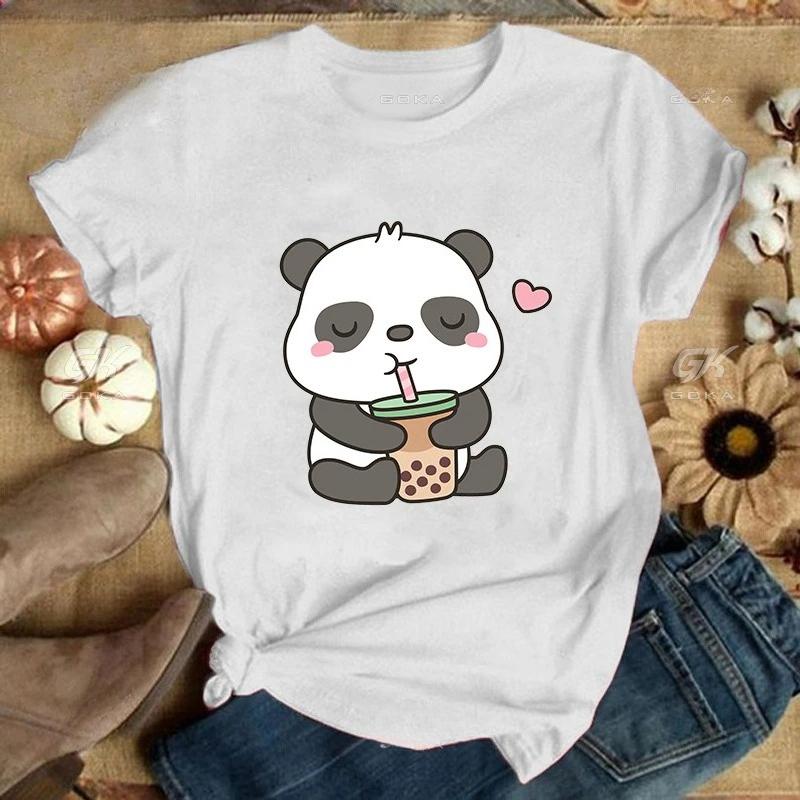 Cute Panda Tees Women Casual Short Sleeve Clothes Streetwear Tops Fashion Hip Hop Clothing Women T Shirts