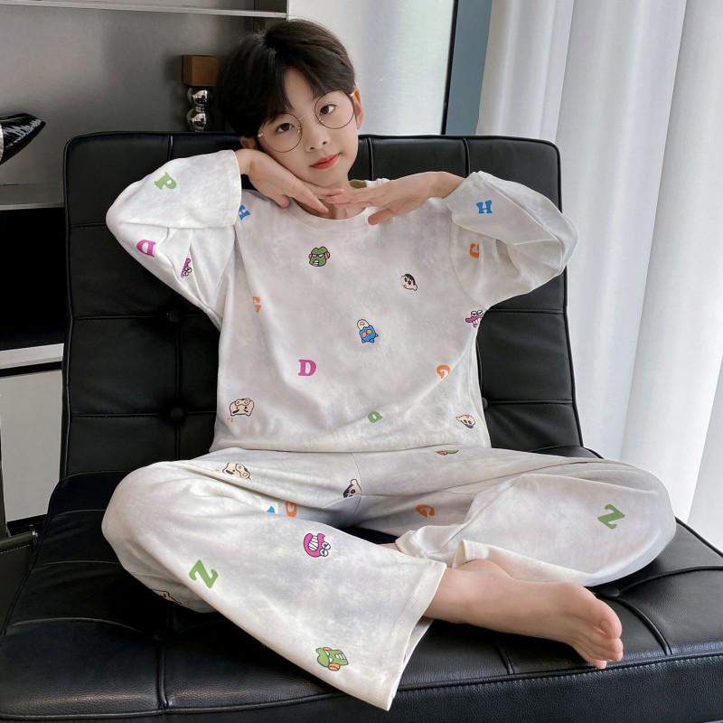 Jungen Baumwoll-Pyjama-Set Langarm Cartoon-Print Nachtwäsche Kinder Teenager 8 Jahre