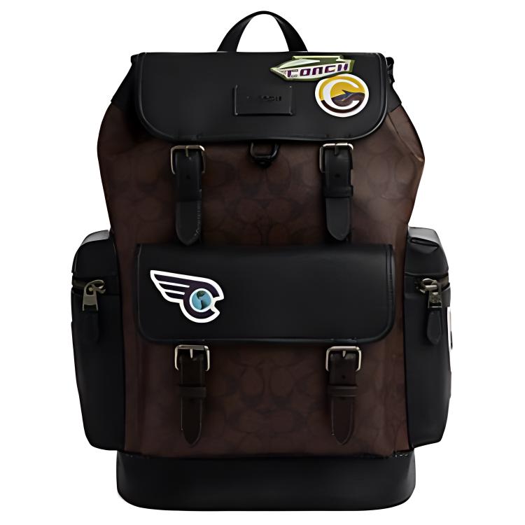 

Coach Sprint 29 Classic Print Drawstring Closure Coated Canvas And Smooth Calfskin Backpack Large Men Backpack Brown Black CT014-QBMAA Basic Set (Bag+Dust Bag)