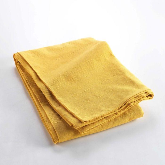 Plaid enroulable 220 x 240 cm polycoton lucile jaune curry