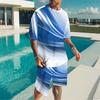 Men Black Gold Swirl Texture Split Print Short Sleeve Tee And Matching Shorts Two Piece Suit