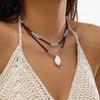 PuRui Boho Akrylový Náhrdelník z Korálků pro Ženy Řetízek na Krk s Akrylovou Mušlí Přívěskem Choker Zirkonový Obojek Svatba