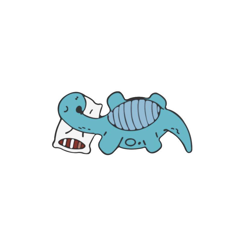 Creative Dinosaur Music Brooch: Cartoon Heart-Shaped Sleeping Design for Student Backpacks & Pendants