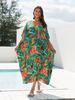 Beach Kaftans Flower Printed Summer Holiday Maxi Dresses Button Decoration Holiday Bathing Suits Hot Sales