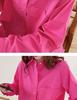 Rose Red Cotton Long-Sleeve Women's Shirt: Loose Fit, Slimming, Fashionable, Skin-Brightening - 2026 Spring Collection, Perfect for Commuting.