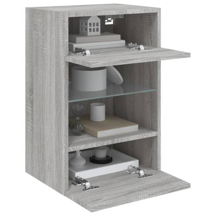 """Good Deal""" Wall-mounted TV Furniture and LED Lights 2pcs Sonoma Grey 40x30x60.5cm - For Living Room Thome3746968