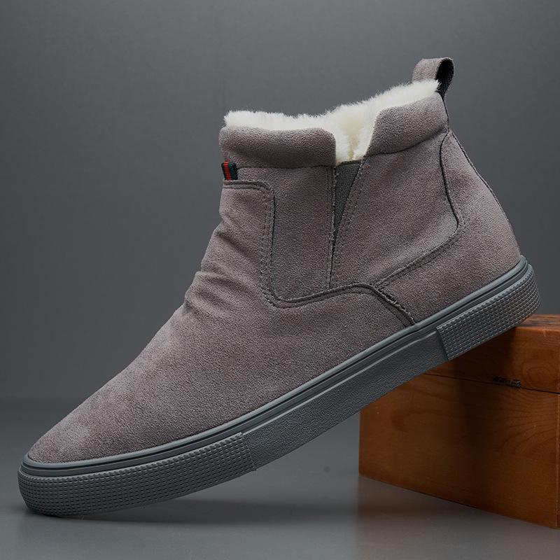 

Зимняя обувь для мужчин Кожаные ботинки Теплые плюшевые кожаные повседневные ботинки для отдыха на природе 44 серый