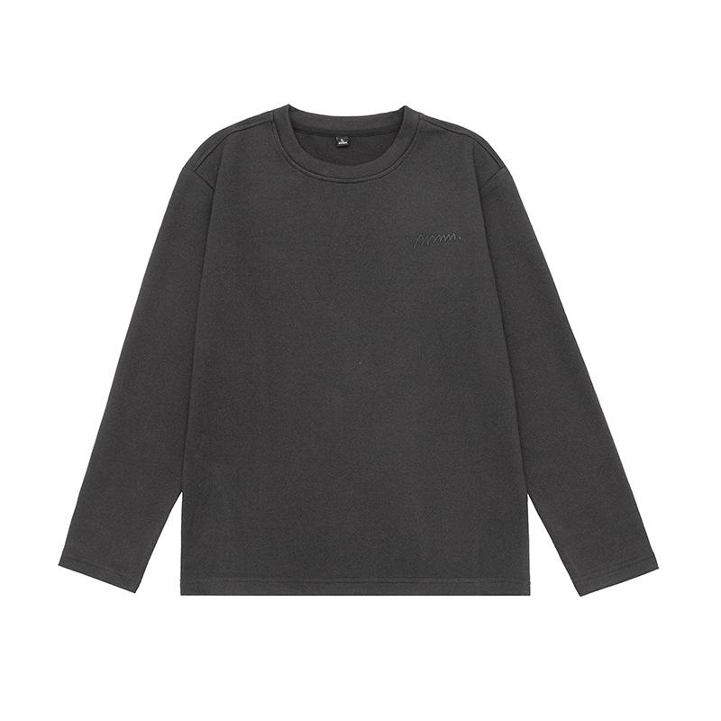 Besticktes Einfaches Langarm-Rundhals-T-Shirt Herren Herbst und Winter Neues Trendiges Oberteil