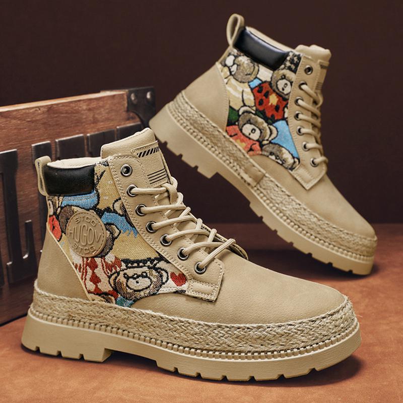 

High-top Martin boots men s autumn new short boots tooling men s shoes desert hiking men s shoes 39 бежевий