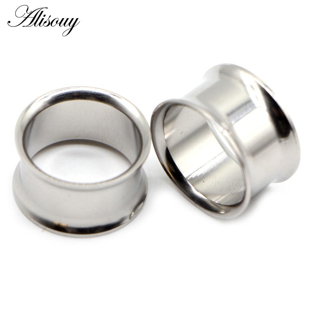 Alisouy 2pcs Ear Plug Kit Surgical Steel no-Screw Fit Ear Gauges Tunnel Expander Body Piercing Flare Earrings plugs stretching
