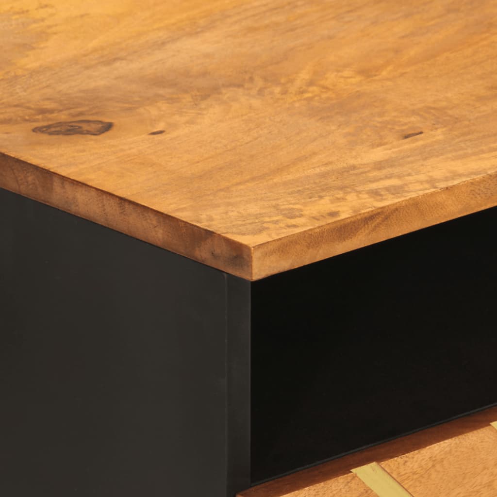 Coffee Table Brown and Black 80 x 54 x 40 cm Solid Mango Wood