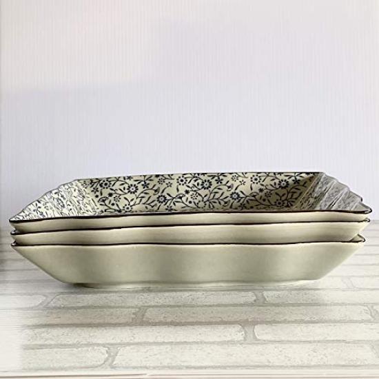 Nishida 9 Square Plate Restaurant Commercial Tableware Japanese Tableware Plate 120029 No. (Blue Flowers) / / / /