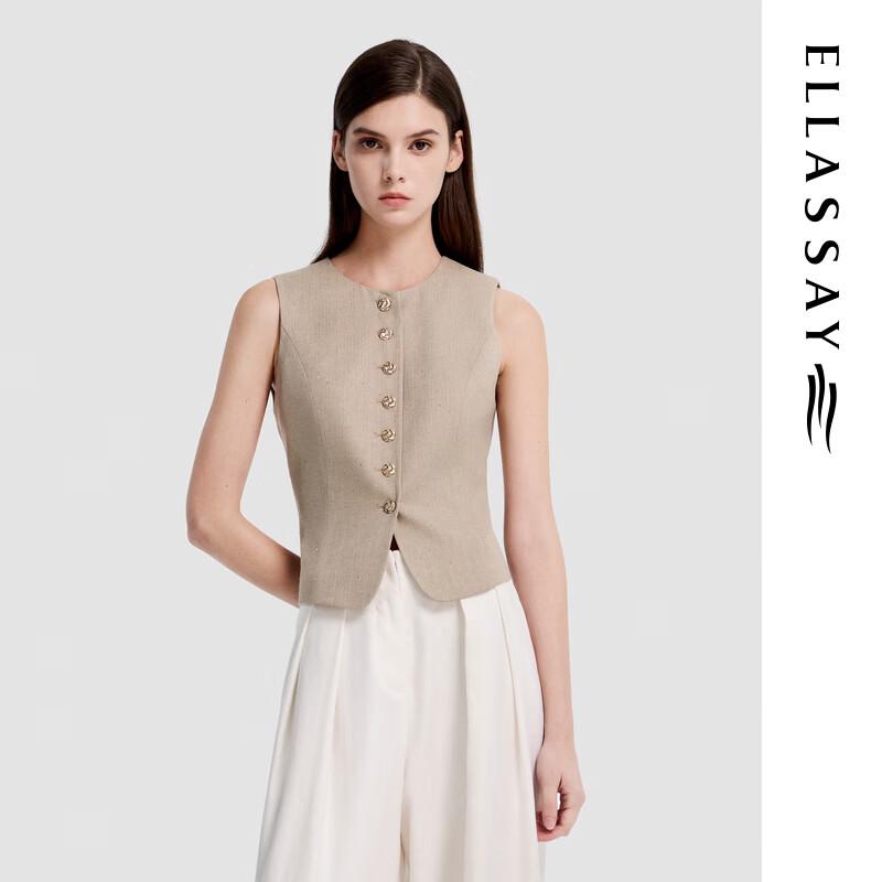 

ELLASSAY Women s Linen Blend V-Neck Vest S