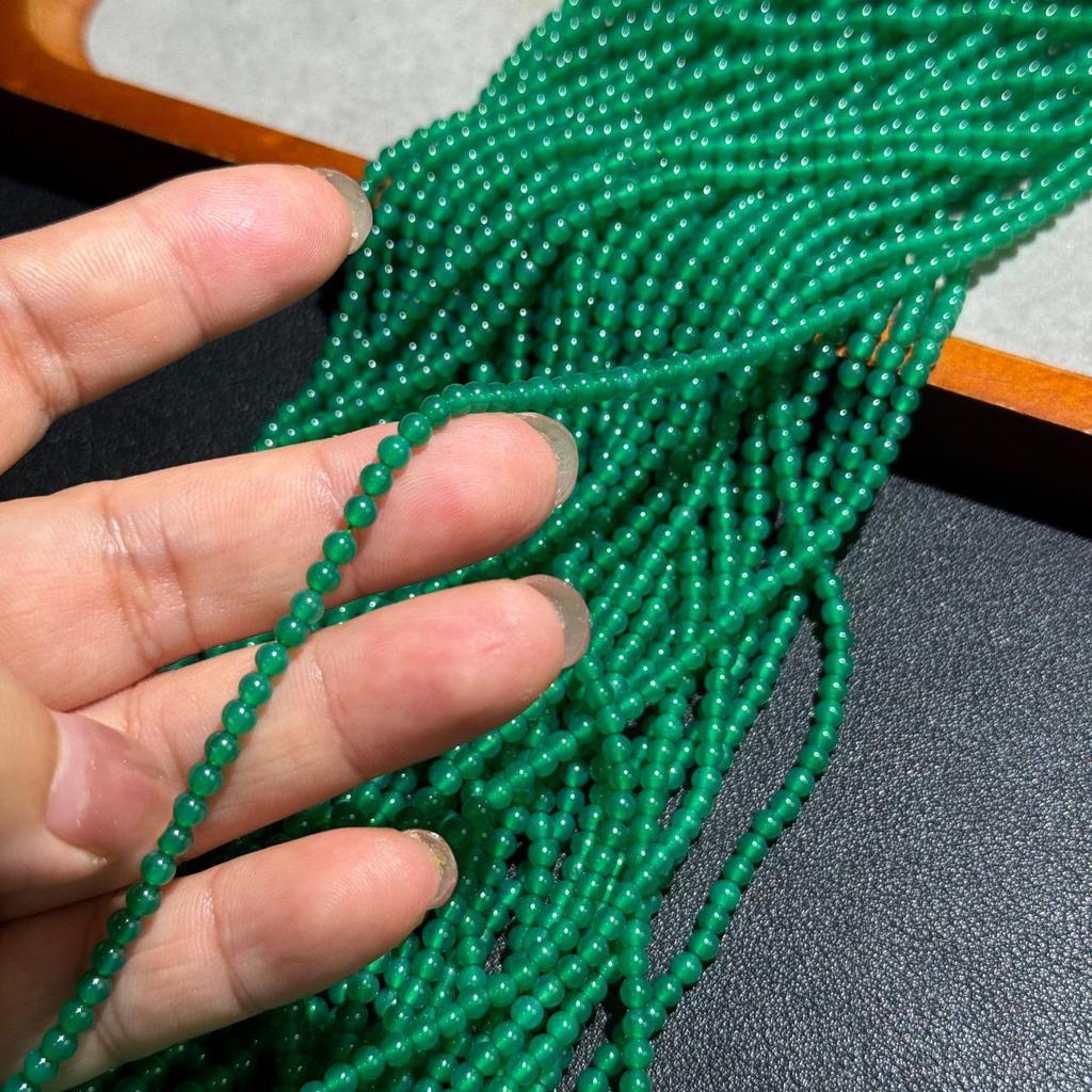 Perle Rotonde in Agata Verde Naturale da 3 mm di Alta Qualità per Collane/Braccialetti Fai-da-Te