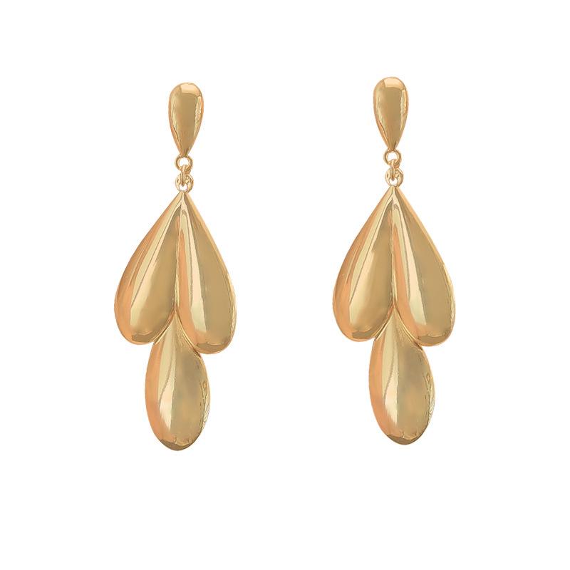 Exaggerated Geometric Metal Water Drop Earrings for Women - Trendy European & American Design