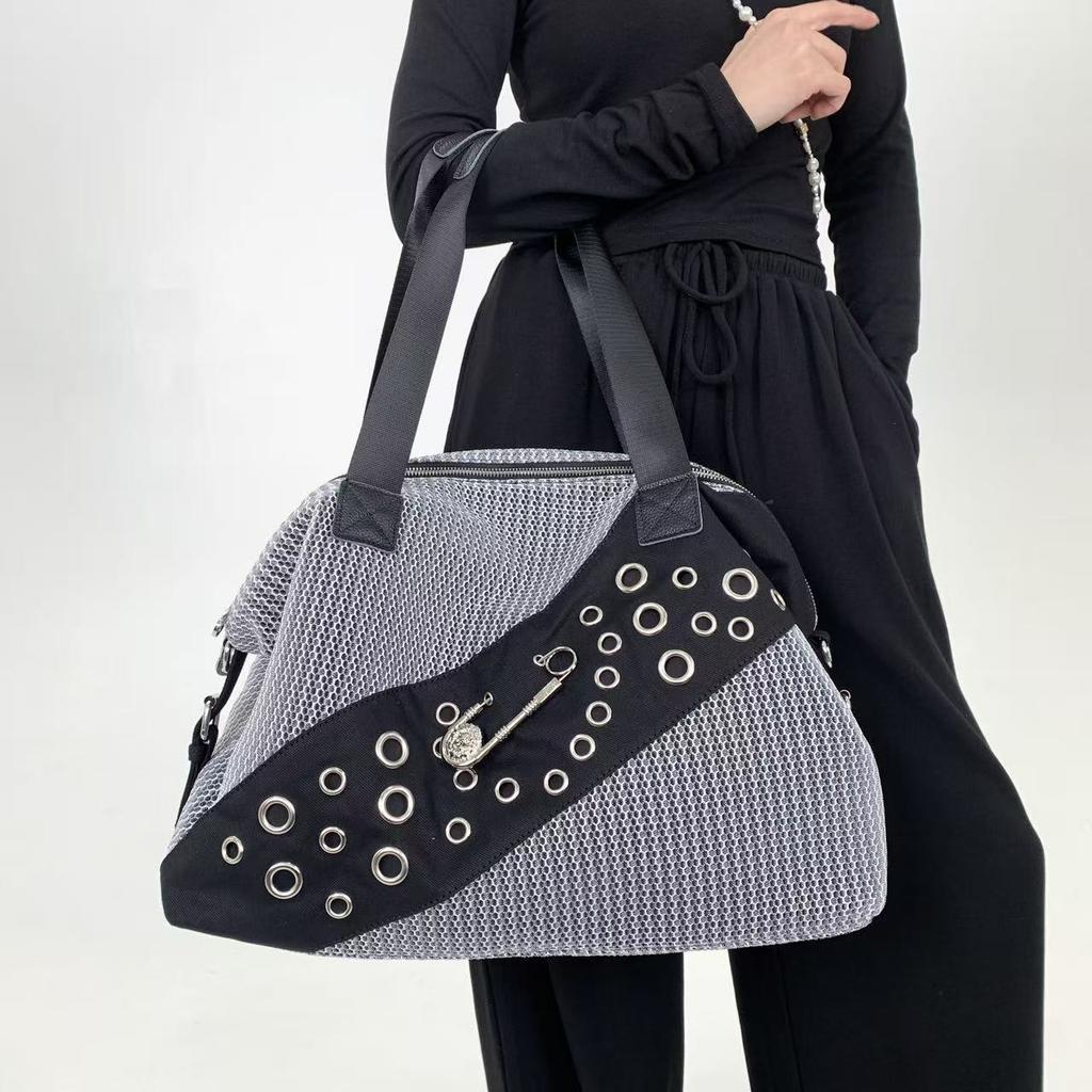 Street Personality Millennial Babes Tote Bag Pin Splicing Large Capacity Shoulder Messenger Bag