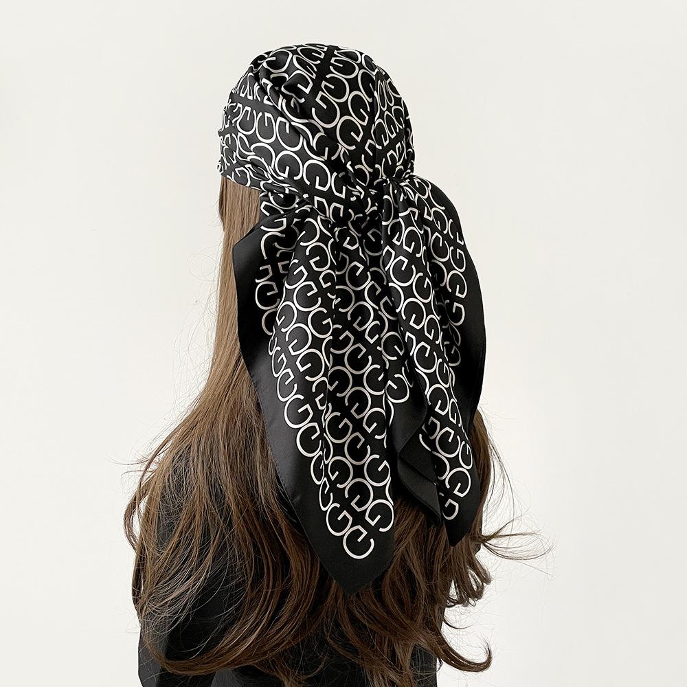 New Spring Style Imitation Silk Scarf with Versatile Design Simple Korean Fashion Printed Silk Scarf for Women