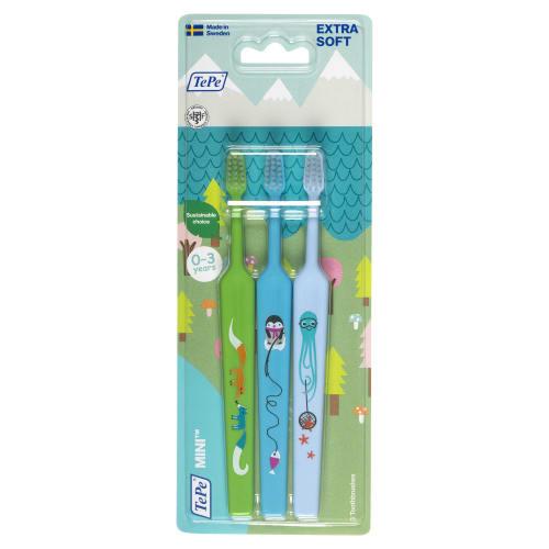 TePe Select Mini Enjoy Kids Toothbrush, Extra Soft, 3-Pack, Blister Pack [Authentic] [Official]