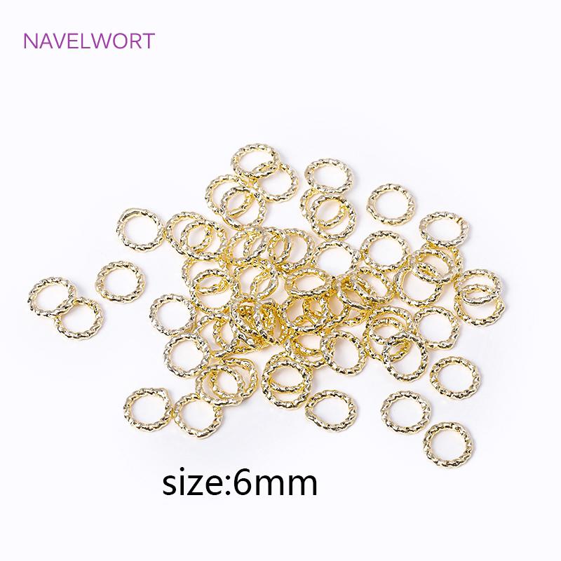 6/8/10/12MM 18K Gold Plated Brass Round Twist Closed Ring Connectors Accessories For DIY Jewelry Making Supplies Wholesale