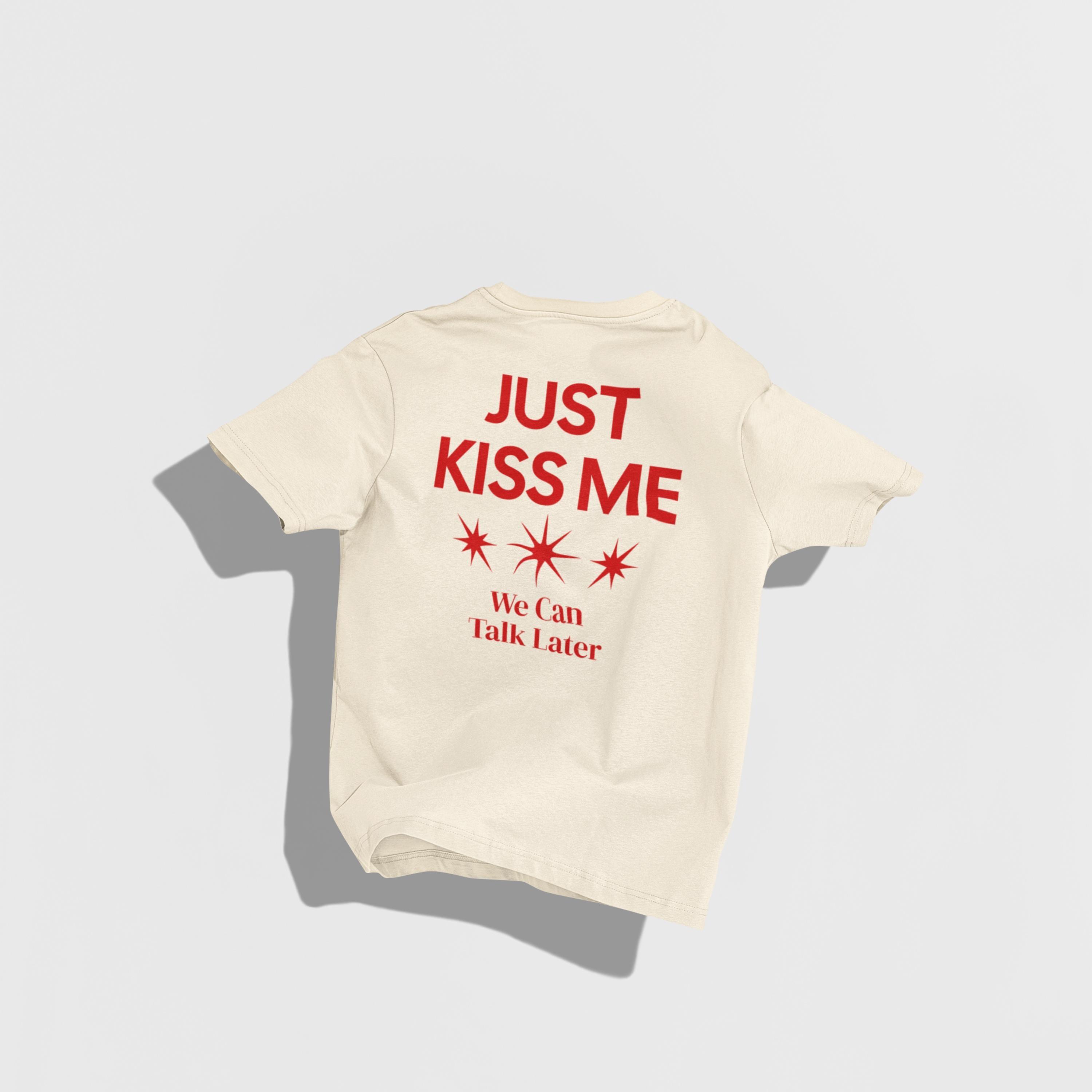 

Just Kiss Me Funny Graphic Print Cotton T-Shirt Positive Shirt Gift For Women And Men Casual Tops Summer Fashion T-shirts Casual Female Male Clothing XXXL помаранчевий