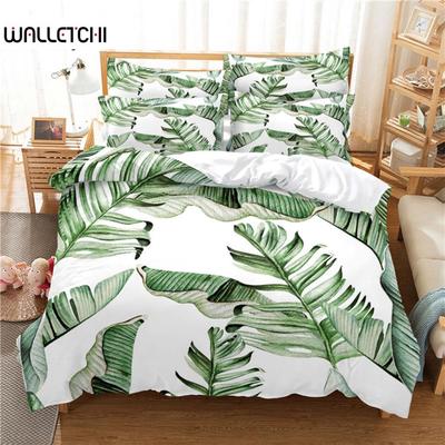Bettwäsche-Set mit frischen Blättern, 3-teiliges Bettbezug-Set, weicher, bequemer, atmungsaktiver Bettbezug, für Schlafzimmer-, Gästezimmer-Dekor