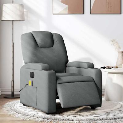 Vidaxl Reclining Massage Chair, Electric, Dark Grey, Fabric