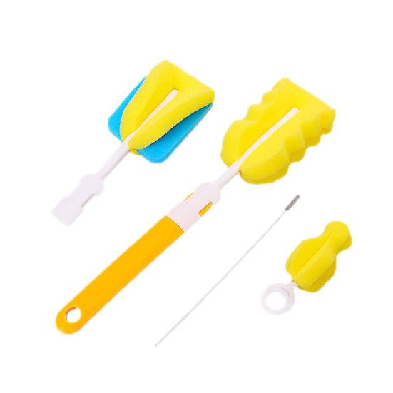 4Pcs/Set Sponge Newborn Baby Milk Bottle Pacifier Spout Tube Clean Brush Tool