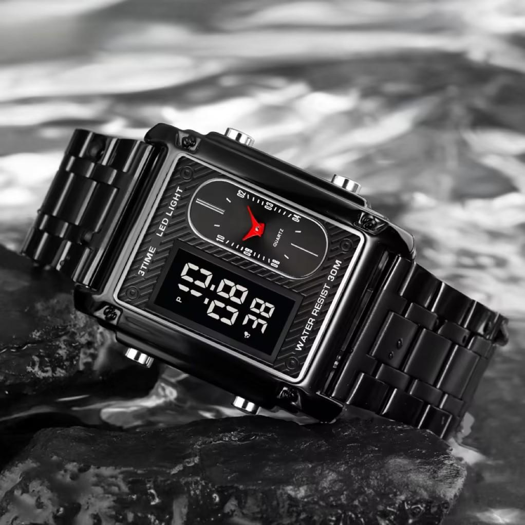 Men's Watch Fashion Casual Creative Electronic Watch Dual Movement Multifunctional Waterproof Watch Men's Watch