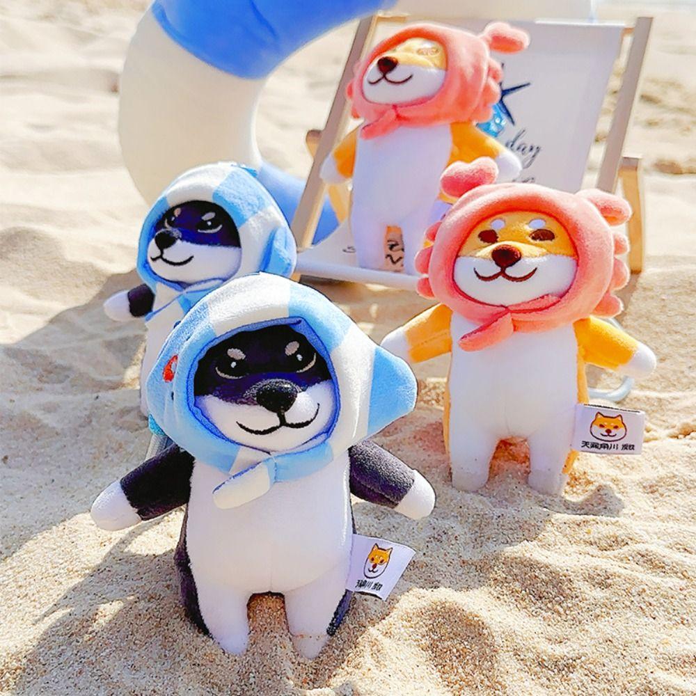 Soft Plush Dog Dolls Keychain PP Cotton Dressed Akita Dog Plush Doll  Birthday Parties