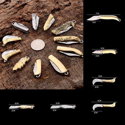 1PC Messing Miniatur Schlüsselanhänger Klappmesser Mini Werkzeug Taschenmesser Edelstahl