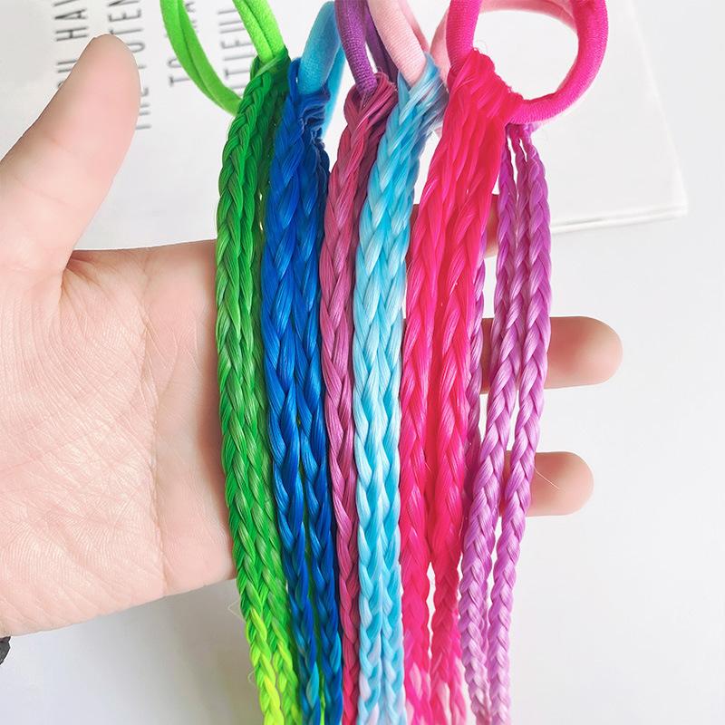 1 Stück Hübsche Mädchen Helle Mehrfarbige Perücken Pferdeschwanz Stirnbänder Gummibänder Haarbänder Kopfbedeckung Kinder Haaraccessoires Haarschmuck