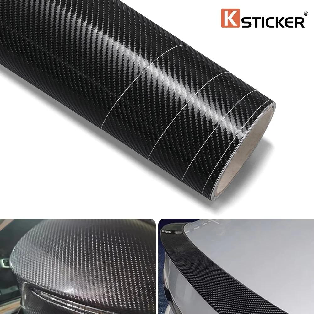50cm Car Vinyl Wrap Decal 4D Carbon Fiber Black Car Vehicle Modify Film Motorcycle Body Exterior Sticker Waterproof Decor Parts