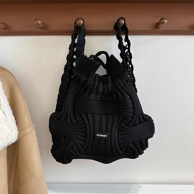 Multifunctional Pleated Elastic Knit Backpack
