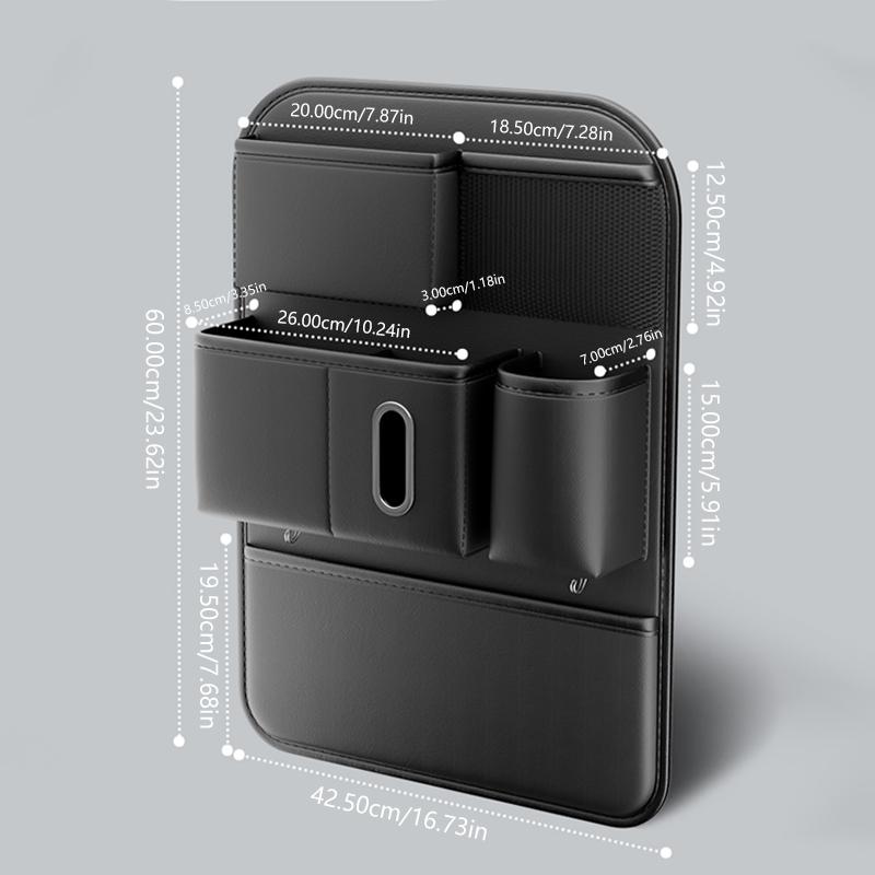 SEAMETAL Nappa Kůže Taška na Zadní Sedadlo Auta Multifunkční Držák na Nápoje a Telefon na Zadní Sedadlo Auta Kapsa na Kapesníky Závěsný Háček Organizér