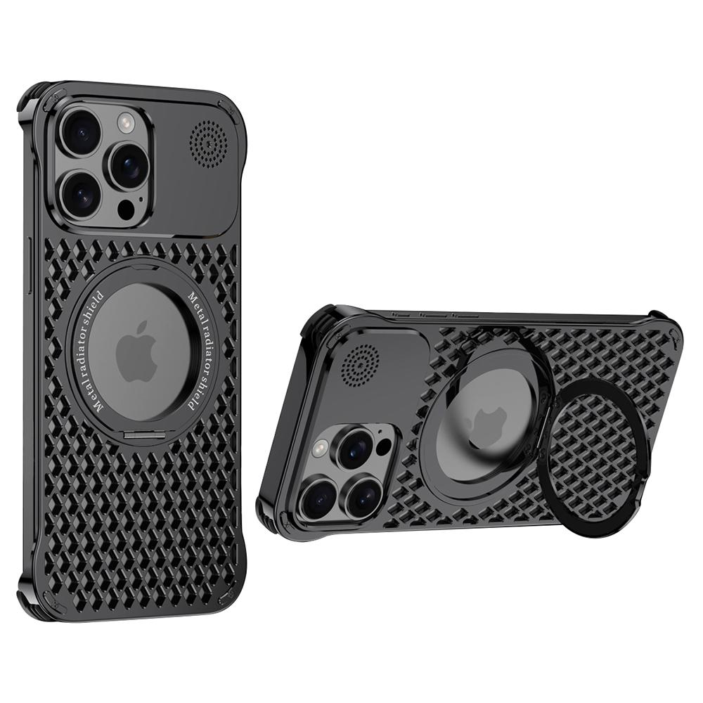 

R-JUST RJ64 Для iPhone 15 Pro Max Магнітний чохол Алюмінієвий сплав Охолоджуюча кришка для телефону у формі парфумів з обертовою підставкою Black