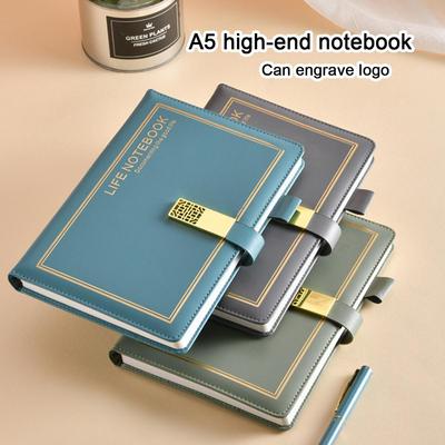 A5 Leder-Business-Notizbuch, Schnallendesign, Arbeitsbesprechungs-Protokollbuch, Schüler-Fachheft, verdicktes Tagebuch, linierte Seiten, Reiselogbuch,