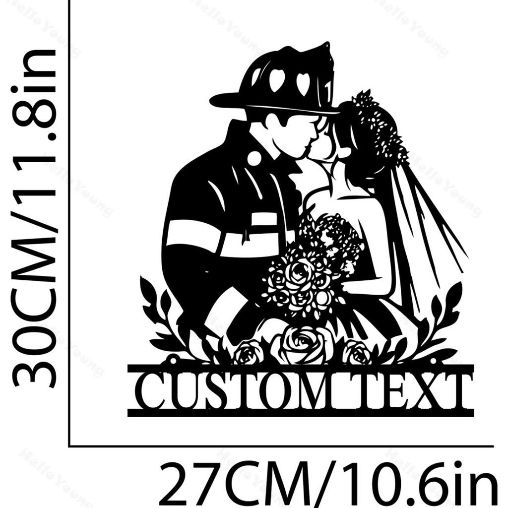 Custom Firefighter Couple Metal Wall Art Personalized Name Sign Home Decor Hot Sale