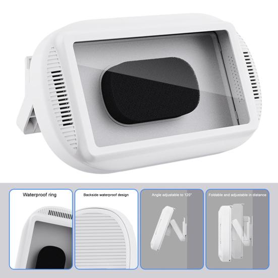 Uchwyt na telefon pod prysznic Wodoodporny Montowany na ścianie Lusterko łazienkowe Uchwyt na telefon Obrót o 360 stopni i Regulowane ramię Etui na telefon z ekranem dotykowym