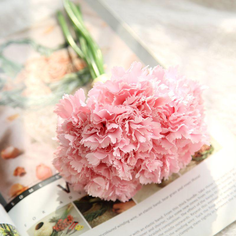 26Cm 6/12/24Pcs Carnation Bouquet Room Decoration Red White Pink Imitation Flower Home Wedding Mother'S Day Holiday Fake Flowers