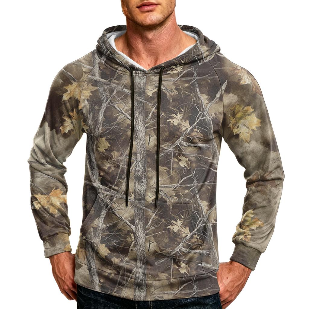 Men's Printed Loose Fit Casual Hoodie with Pocket and Drawstring